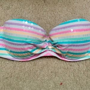 sequin striped bikini top